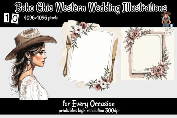 Download Boho Chic Western Wedding Illustrations - Wedding Collection